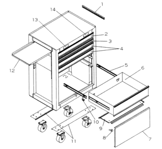 Tool Chest Diagram and Parts List for 706652013  Craftsman Tool Stand & Cart