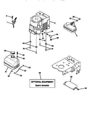Engine Diagram and Parts List for 917258543  Craftsman Lawn Tractor