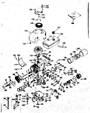 Basic Engine Diagram and Parts List for 143195012  Craftsman Engine