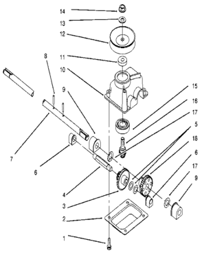 Gear Case Assembly Diagram and Parts List for 3938  Craftsman Lawn Mower