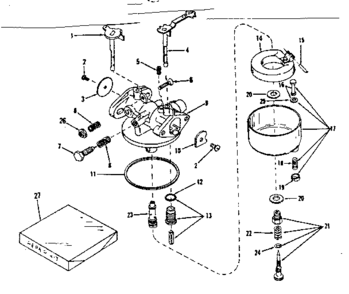 Carburetor Diagram and Parts List for 143526021  Craftsman Engine