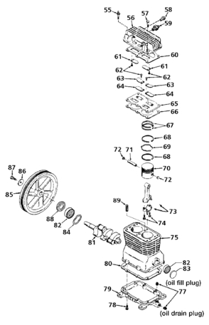 PUMP Diagram and Parts List for 919-18695 Type 1 Craftsman Compressor