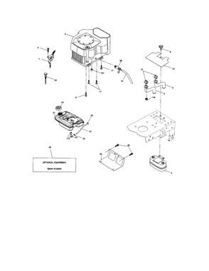 Engine Diagram and Parts List for 917273664  Craftsman Lawn Tractor