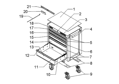 Tool Chest Diagram and Parts List for 706451620  Craftsman Tool Stand & Cart