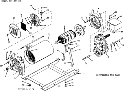Alternator Base Diagram and Parts List for 580322560  Craftsman Engine