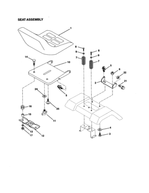 Seat Assembly Diagram and Parts List for 917270530  Craftsman Lawn Tractor
