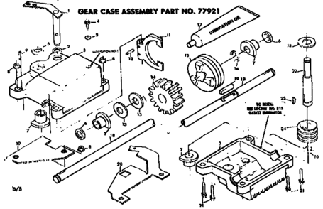 Gear Case Assembly Diagram and Parts List for 131975720  Craftsman Lawn Mower