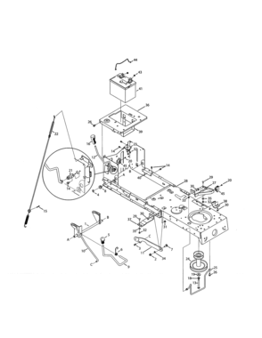Lift/battery/frame Diagram and Parts List for 247273740  Craftsman Lawn Tractor