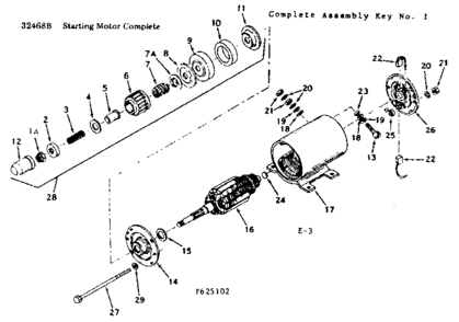 Starter Motor Diagram and Parts List for 143625102  Craftsman Engine