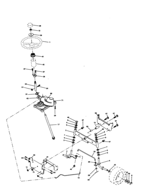 Steering Assembly Diagram and Parts List for 917278041  Craftsman Lawn Tractor