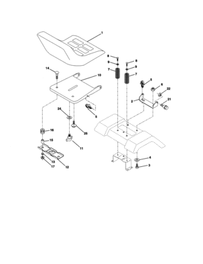 Seat Assembly Diagram and Parts List for 917270660  Craftsman Lawn Tractor