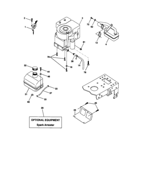 Engine Diagram and Parts List for 917271635  Craftsman Lawn Tractor