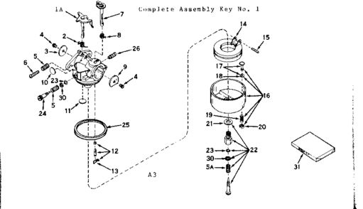 Carburetor Diagram and Parts List for 143836132  Craftsman Engine
