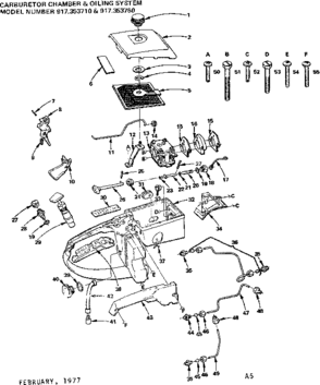 Carburetor Chamber & Oiling System Diagram and Parts List for 917353710  Craftsman Chainsaw
