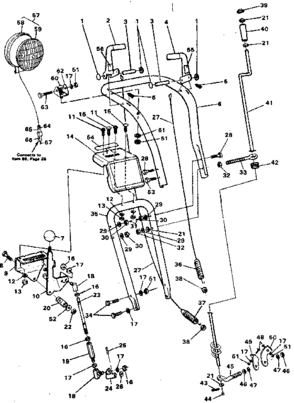 Upper Handle Assembly Diagram and Parts List for 536884900  Craftsman Snow Blower