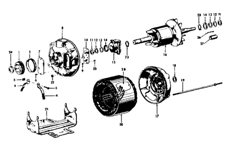Unit Diagram and Parts List for 11319352  Craftsman Power Motor