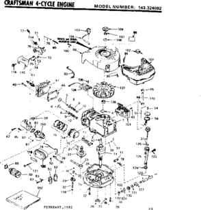 Replacement Parts Diagram and Parts List for 143324082  Craftsman Engine
