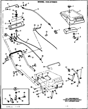 Control Diagram and Parts List for 536978903  Craftsman Lawn Mower