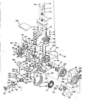 Basic Engine Diagram and Parts List for 143571072  Craftsman Engine