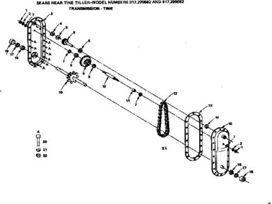 Transmission-tine Diagram and Parts List for 917299682  Craftsman Tiller