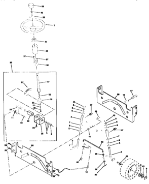 Steering Assembly Diagram and Parts List for 917258510  Craftsman Lawn Tractor