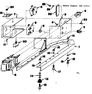 Mounting Base Diagram and Parts List for 58031813  Craftsman Engine