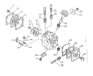 Carburetor Diagram and Parts List for 271281610  Craftsman Trimmer