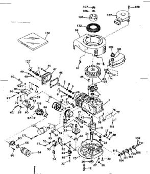 Basic Engine Diagram and Parts List for 143214132  Craftsman Engine