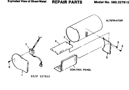 Sheet Metal Diagram and Parts List for 580327910  Craftsman Engine