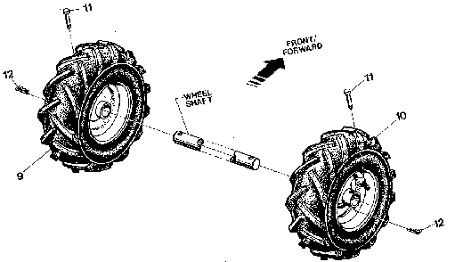 Wheels Diagram and Parts List for 98729905  Craftsman Tiller