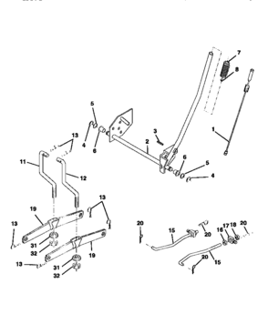 Mower Lift Diagram and Parts List for 917270622  Craftsman Lawn Tractor