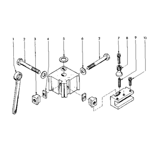 Quick-change Toolpost Assembly Diagram and Parts List for 2894  Craftsman Lathe