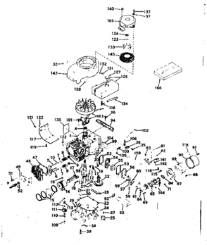 Basic Engine Diagram and Parts List for 143177072  Craftsman Engine