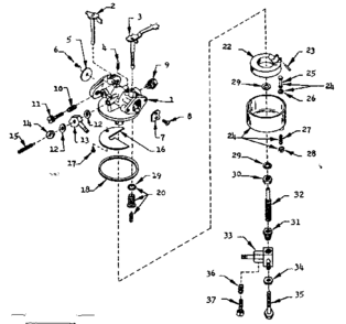 Carburetor Diagram and Parts List for 5803155  Craftsman Generator