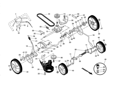 Drive Control/Gearcase/Wheels Diagram and Parts List for 944101761  Craftsman Lawn Mower