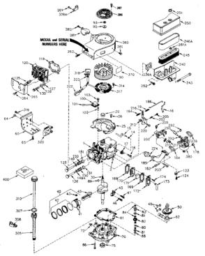 Replacement Parts Diagram and Parts List for 143406172  Craftsman Engine