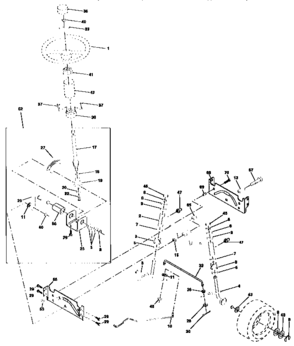 Steering Assembly Diagram and Parts List for 917258503  Craftsman Lawn Tractor