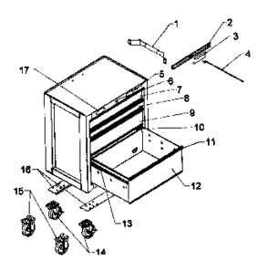 Cabinet Parts Diagram and Parts List for 706618101  Craftsman Tool Stand & Cart