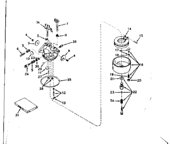 Carburetor Diagram and Parts List for 143566032  Craftsman Engine