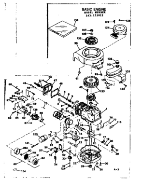 Basic Engine Diagram and Parts List for 143151012  Craftsman Engine
