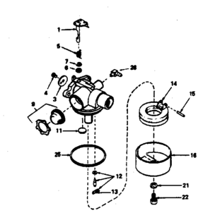 Carburetor No. 632387 Diagram and Parts List for 143374222  Craftsman Engine