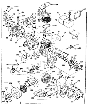 Basic Engine Diagram and Parts List for 143592082  Craftsman Engine
