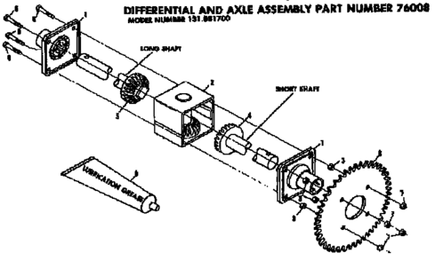 Differential And Axle Assembly Diagram and Parts List for 131881700  Craftsman Lawn Mower