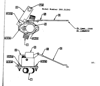 Choke Assembly Diagram and Parts List for 58031242  Craftsman Engine