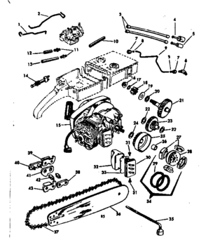 Engine Diagram and Parts List for 917352031  Craftsman Chainsaw