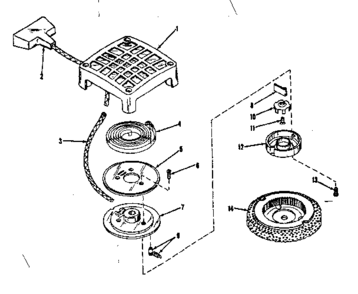 Rewind Starter Diagram and Parts List for 14336254  Craftsman Engine