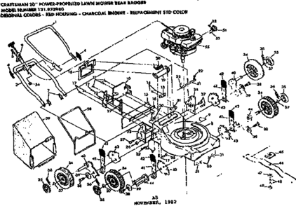 Mower Deck Diagram and Parts List for 131973980  Craftsman Lawn Mower