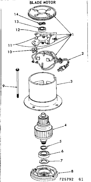Blade Motor Diagram and Parts List for 91725792  Craftsman Lawn Tractor