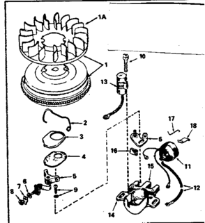 Magneto Diagram and Parts List for 143356182  Craftsman Engine
