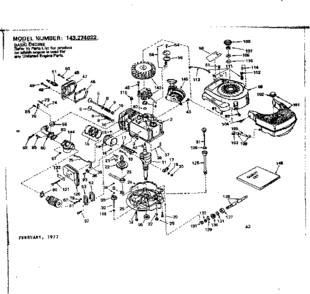 Replacement Parts Diagram and Parts List for 143274022  Craftsman Engine